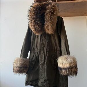 Japanese brand Panaji Chinese Raccoon fur Mod Coat